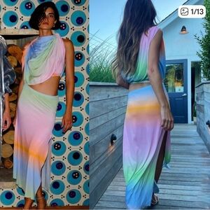 Siedres Dress Safiya Cutout Multi Midi Sz XS Rainbow Draped Dress XS